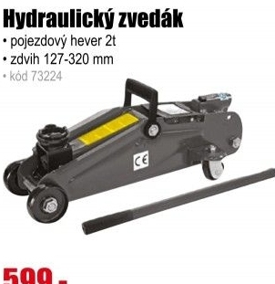 Zvedák hydraulický pojezdový, hever 2t, zdvih 127-320 mm