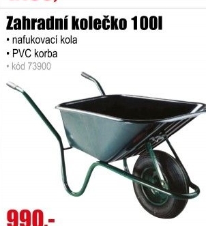 Kolečko zahradní 100l nafukovací, PVC korba/demontované