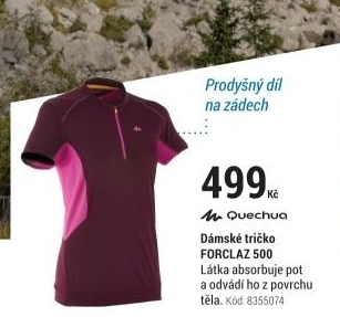 DÁMSKÉ TRIČKO FORCLAZ 500 NA TURISTIKU FIALOVÉ