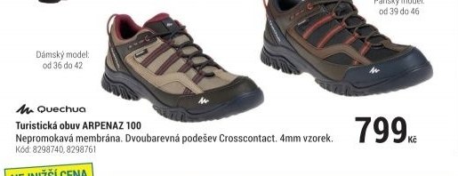 DÁMSKÁ NEPROMOKAVÁ OBUV ARPENAZ 100 NA TURISTIKU HNĚDÁ