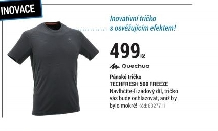 PÁNSKÉ TRIČKO TECHFRESH 500 FREEZE S KRÁTKÝM RUKÁVEM, NA TURISTIKU, TMAVĚ ŠEDÉ