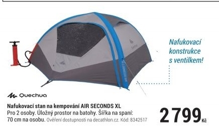 STAN AIR SECONDS XL NA KEMPOVÁNÍ PRO DVĚ OSOBY