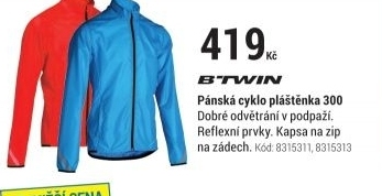 PÁNSKÁ CYKLISTICKÁ PLÁŠTĚNKA 300 ČERVENÁ