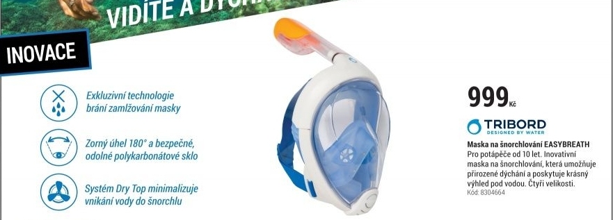 MASKA NA ŠNORCHLOVÁNÍ EASYBREATH MODRÁ