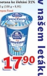 Smetana ke šlehání Kunín 31%