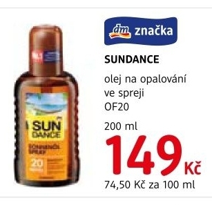Olej na opalování ve spreji OF 20 Sundance