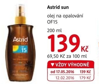 Olej na opalování ve spreji OF 15 Astrid Sun