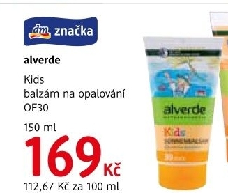Balzám na opalování dětský OF 30 Alverde