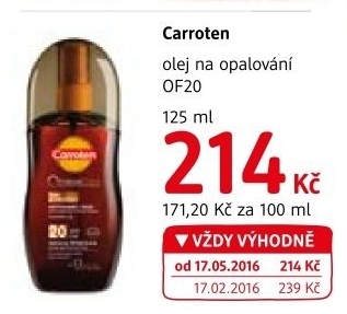 Olej na opalování OF 20 Carroten