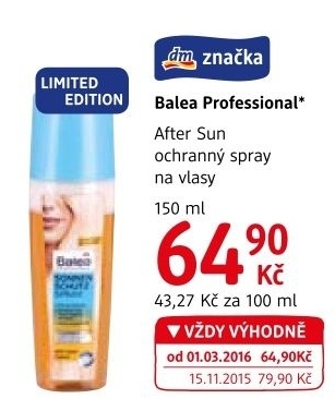 Ochranný sprej na vlasy After Sun Balea Professional