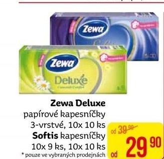 Kapesníčky papírové 3vrstvé Deluxe Zewa