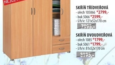 Skříň trojdveřová 105066 ořech