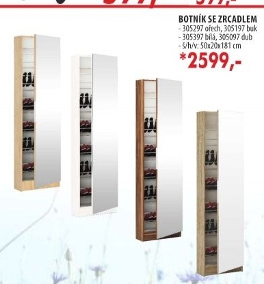 Botník se zrcadlem 305297 ořech