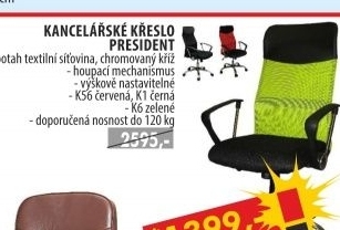 Kancelářské křeslo PREZIDENT červená K56