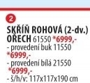 Skříň rohová ESO 61550 ořech/bílá