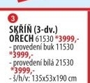 Skříň ESO 3 dveřová 61530 ořech/bílá