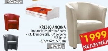Křeslo ANCONA krémově bílé P33