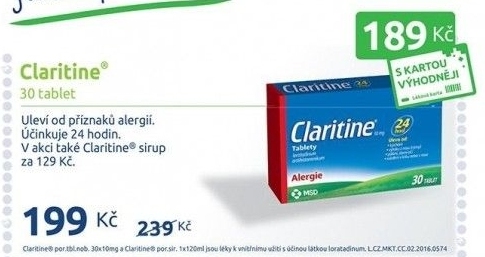 Tablety proti alergiím Claritine