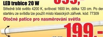 Trubice LED 20 W, 4200K, 1600lm, T8, G13, SMD2835, 120cm, otočné patice