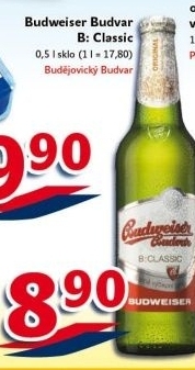 Pivo světlé výčepní B: Classic Budweiser Budvar
