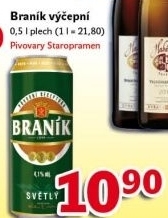 Pivo světlé výčepní 10° Braník