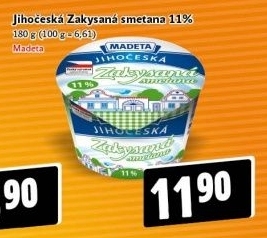 Smetana zakysaná JihočeskáMadeta 11%