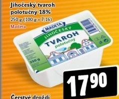 Tvaroh polotučný Jihočeský Madeta