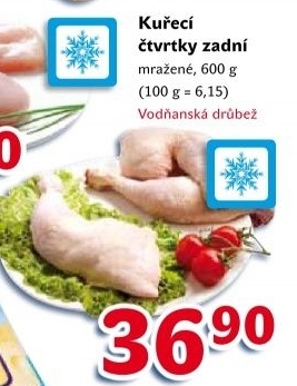 Čtvrtky kuřecí zadní mražené Vodňanské kuře