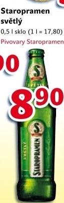 Pivo světlé výčepní 10° Staropramen