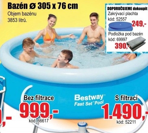 Bazén Bestway 305x76filtrace 1249l/h
