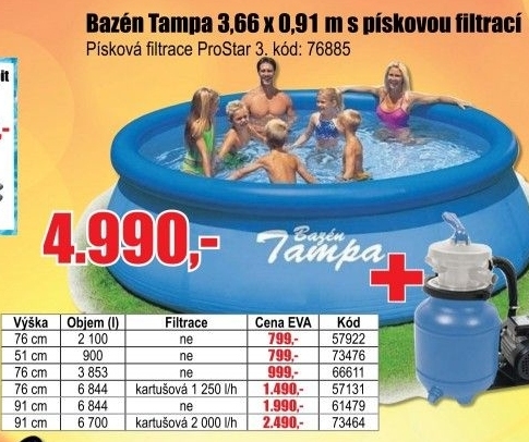 Bazén TAMPA 3,05 x 0,76 m, kartuš. filtrace 1,25m3/h