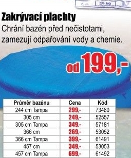 Plachta krycí pro bazén Tampa 2,44 m