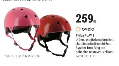PŘILBA NA IN-LINE BRUSLE, KOLO A SKATE PLAY 3 RŮŽOVÁ