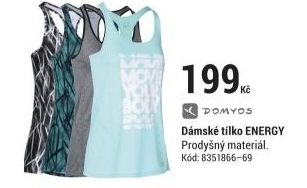 DÁMSKÉ DLOUHÉ A PRODYŠNÉ TÍLKO ENERGY NA FITNESS ČERNÉ S MODRÝM POTISKEM