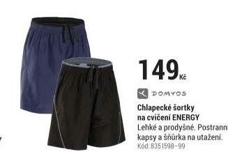 CHLAPECKÉ ŠORTKY ENERGY NA FITNESS ČERNÉ