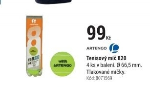 TENISOVÝ MÍČ 820 ŽLUTÝ 4 KUSY