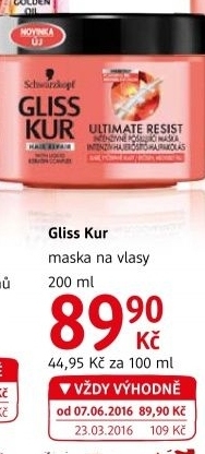 Maska na vlasy Gliss Kur Schwarzkopf
