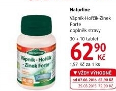 Doplněk stravy Vápník-hořčík-zinek forte Naturline
