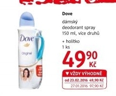 Balíček Deodorant sprej Dove + jednorázové holítko