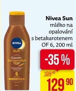 Mléko na opalování s betakarotenem OF 6 Sun Nivea