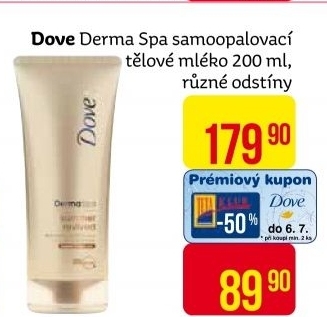 Tělové mléko tónovací DermaSpa Dove
