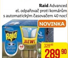 Odpařovač elektrický proti komárům Advanced 40 nocí Raid