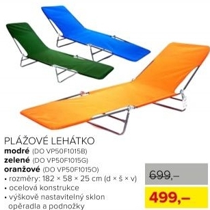 Plážové lehátko, modré