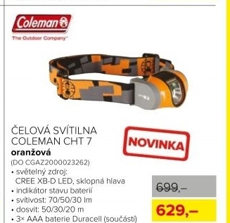 Čelová svítilna Coleman, oranžová