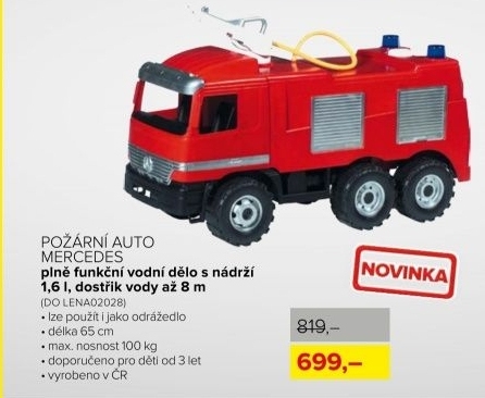 Mercedes požární auto, nosnost 100 kg