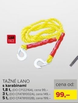 Lano tažné CarFace 1,8t s karabinami