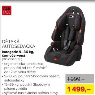 Autosedačka CarFace 9-36kg, černá