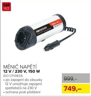Měnič napětí CarFace, 12/230V/150W