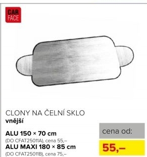 Clona na čelní sklo CarFace Alu, 150 x 70 cm