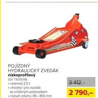 Pojízdný hydraulický zvedák, nízkoprofilový